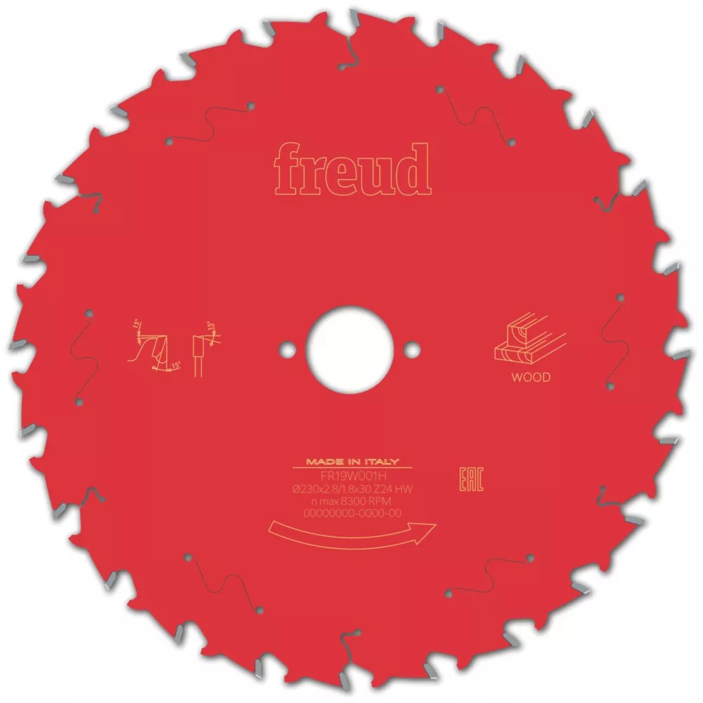 Freud Wood Circular Saw Blade 230mm x 30mm 24T Screwfix