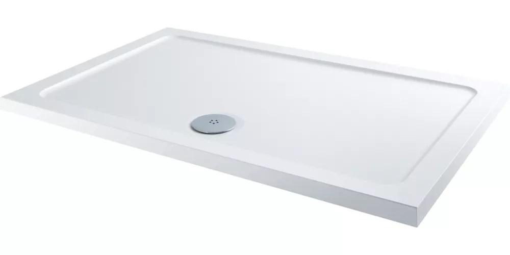 Essentials Rectangular Shower Tray with Waste White 1300 x 800 x 40mm