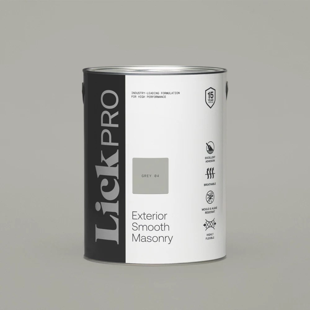LickPro 5Ltr Smooth Grey 04 Masonry Paint Screwfix