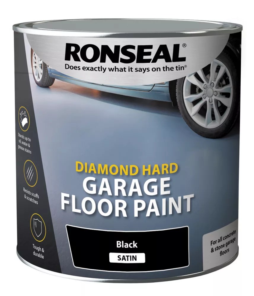 Ronseal 2.5Ltr Black Satin Heavy Duty Garage Floor Paint Screwfix