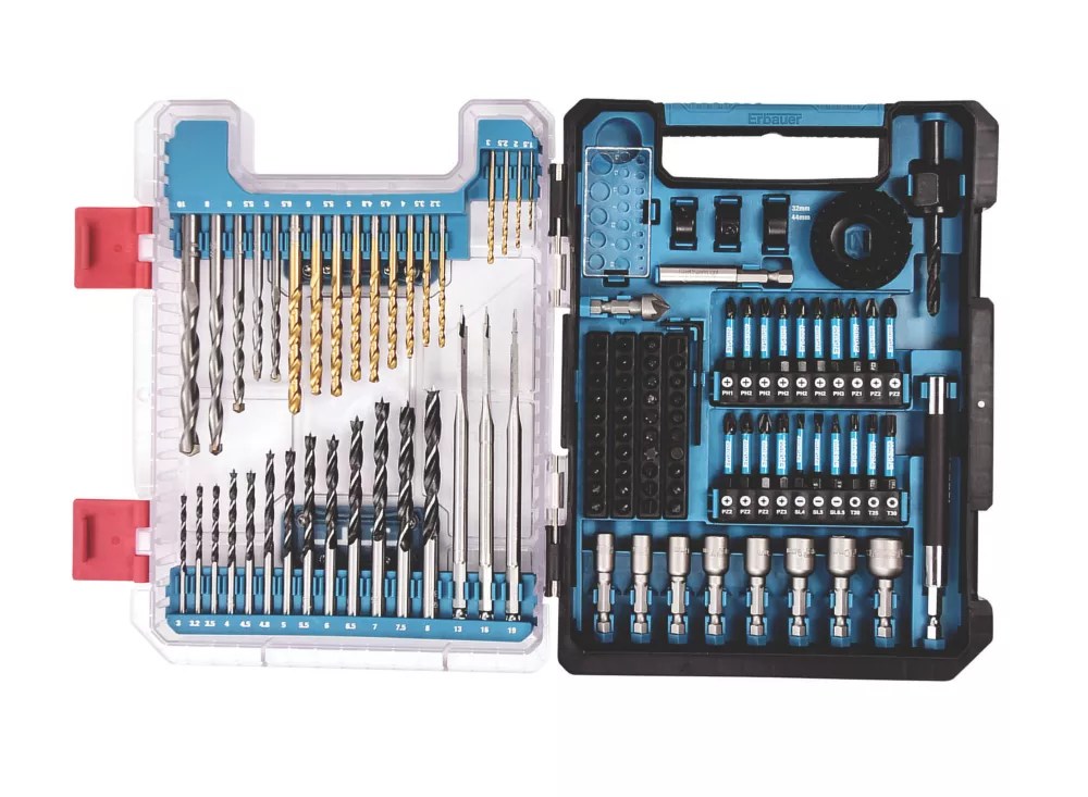Erbauer MultiMaterial Drill Bits 113 Piece Set Screwfix
