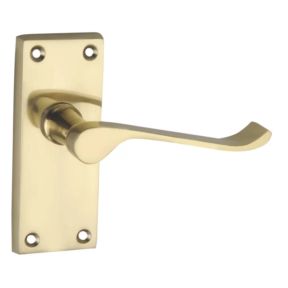 Smith & Locke Fire Rated Latch Door Handles Pair Polished Brass Screwfix