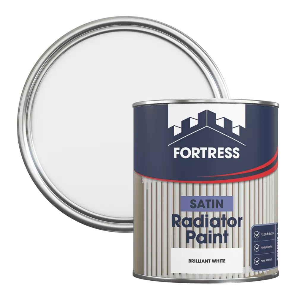 Fortress 750ml White Satin Heat Resistant Radiator Paint Screwfix