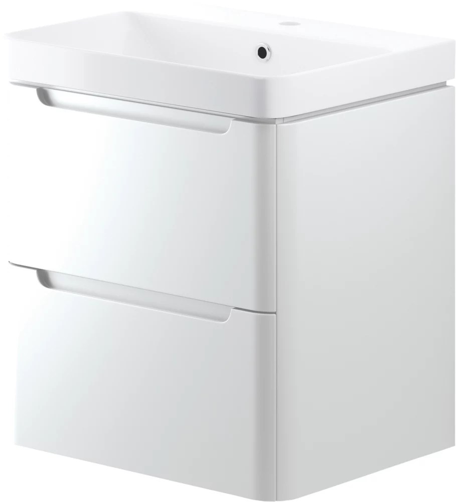 WallHung Vanity Unit & Basin Gloss White 605mm x 460mm x 662mm Screwfix