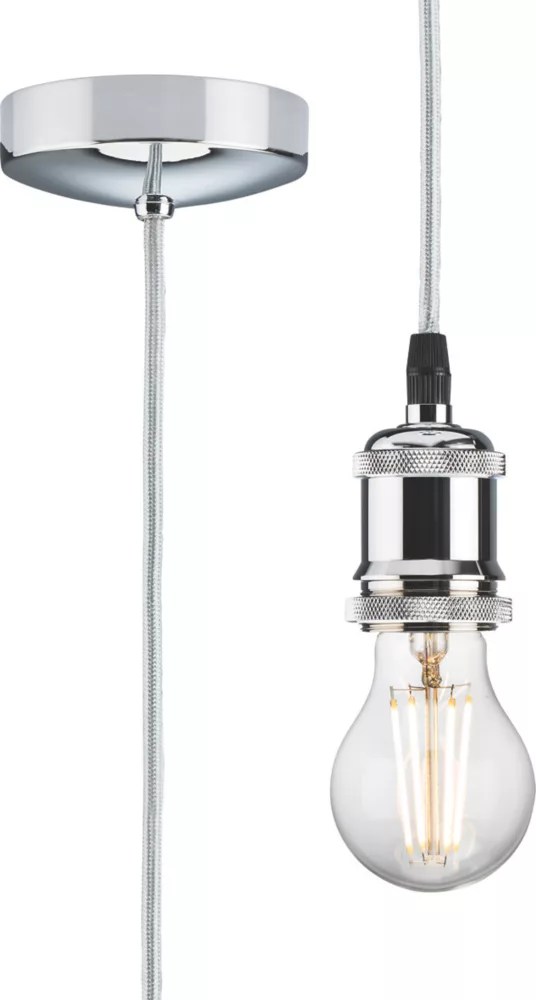 Knightsbridge Vintage 1.8m Pendant Set Light Fitting E27 Polished