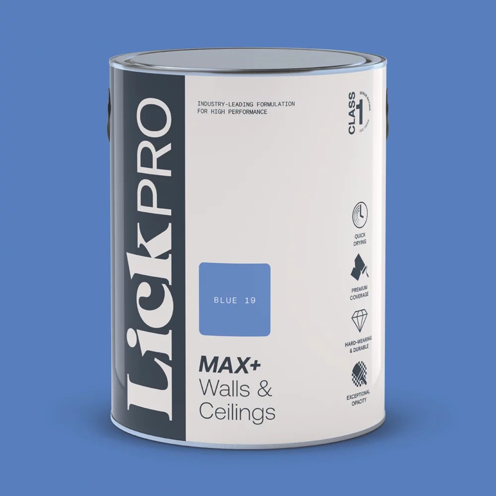 LickPro Max+ 5Ltr Blue 19 Eggshell Emulsion Paint Screwfix