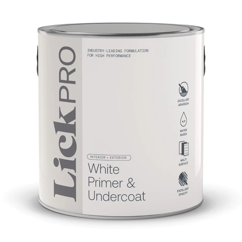 LickPro 2.5Ltr White Matt Stain Block Interior & Exterior Multi Surface Primer Undercoat Screwfix