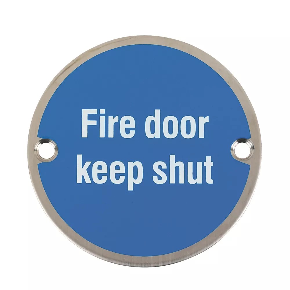 Essentials Fire Door Keep Shut Sign 76mm Screwfix