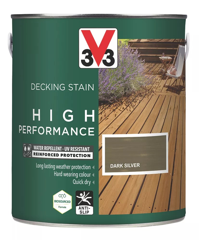 V33 2.5Ltr Dark Silver Anti Slip Decking Stain Screwfix