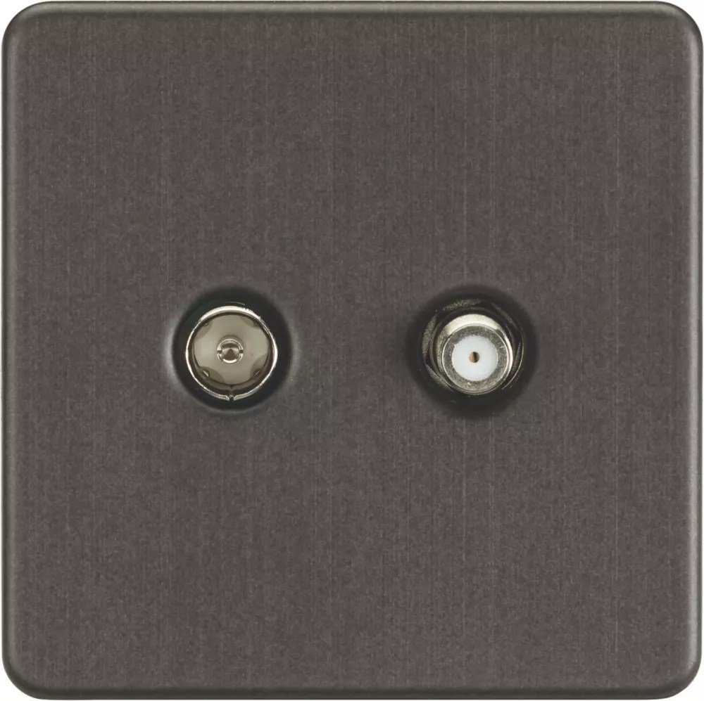 Knightsbridge 2Gang Isolated Coaxial TV & FType Satellite Socket