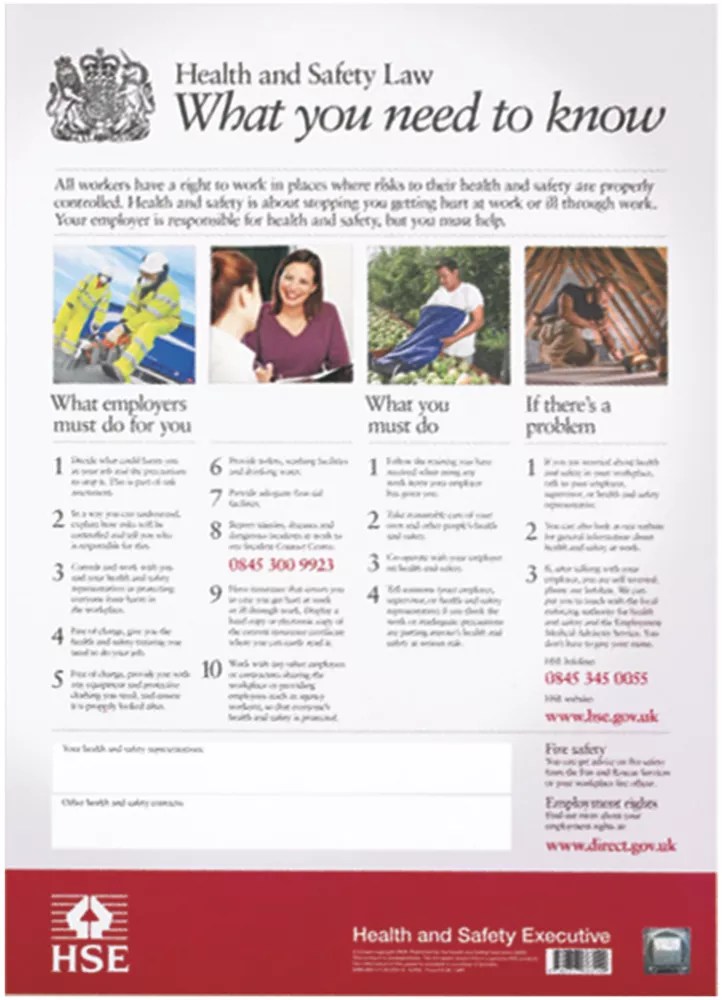 "Health & Safety Law" Poster 600mm x 420mm Screwfix
