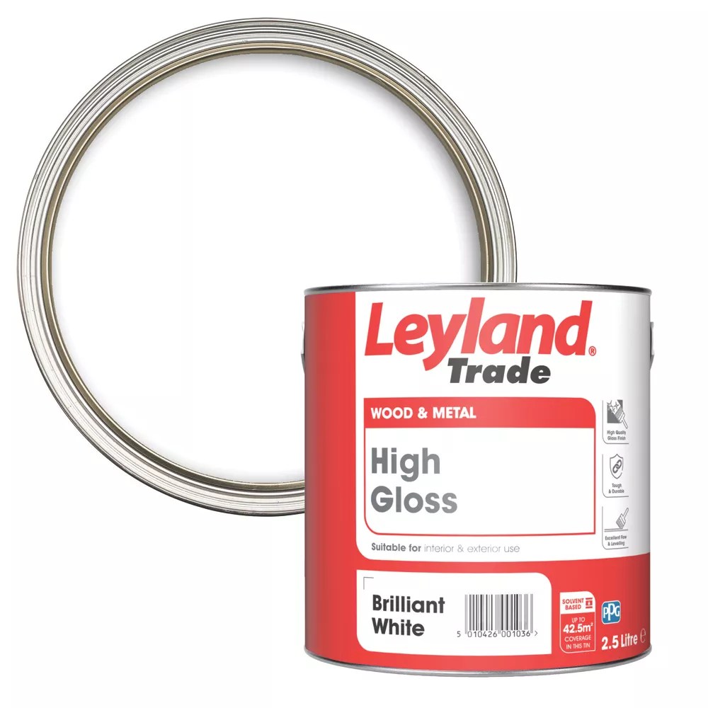 Leyland Trade 2.5Ltr Brilliant White High Gloss SolventBased Trim