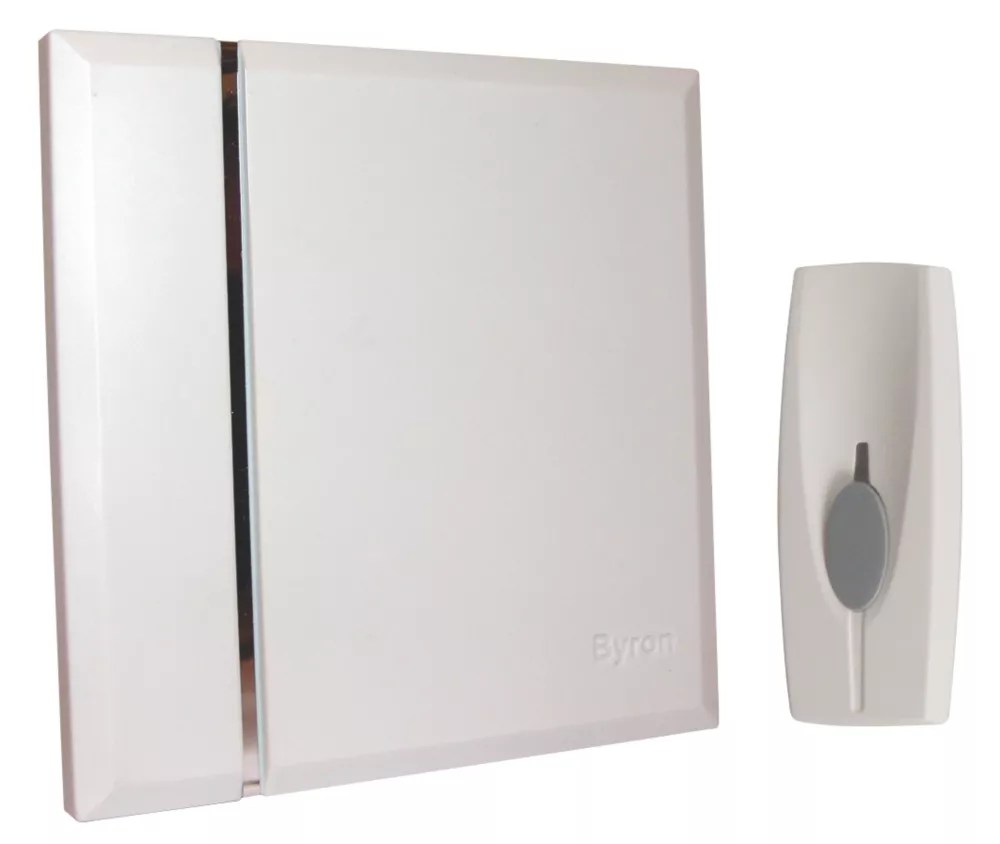 Byron BatteryPowered Wireless Doorbell Kit with Portable Chime White