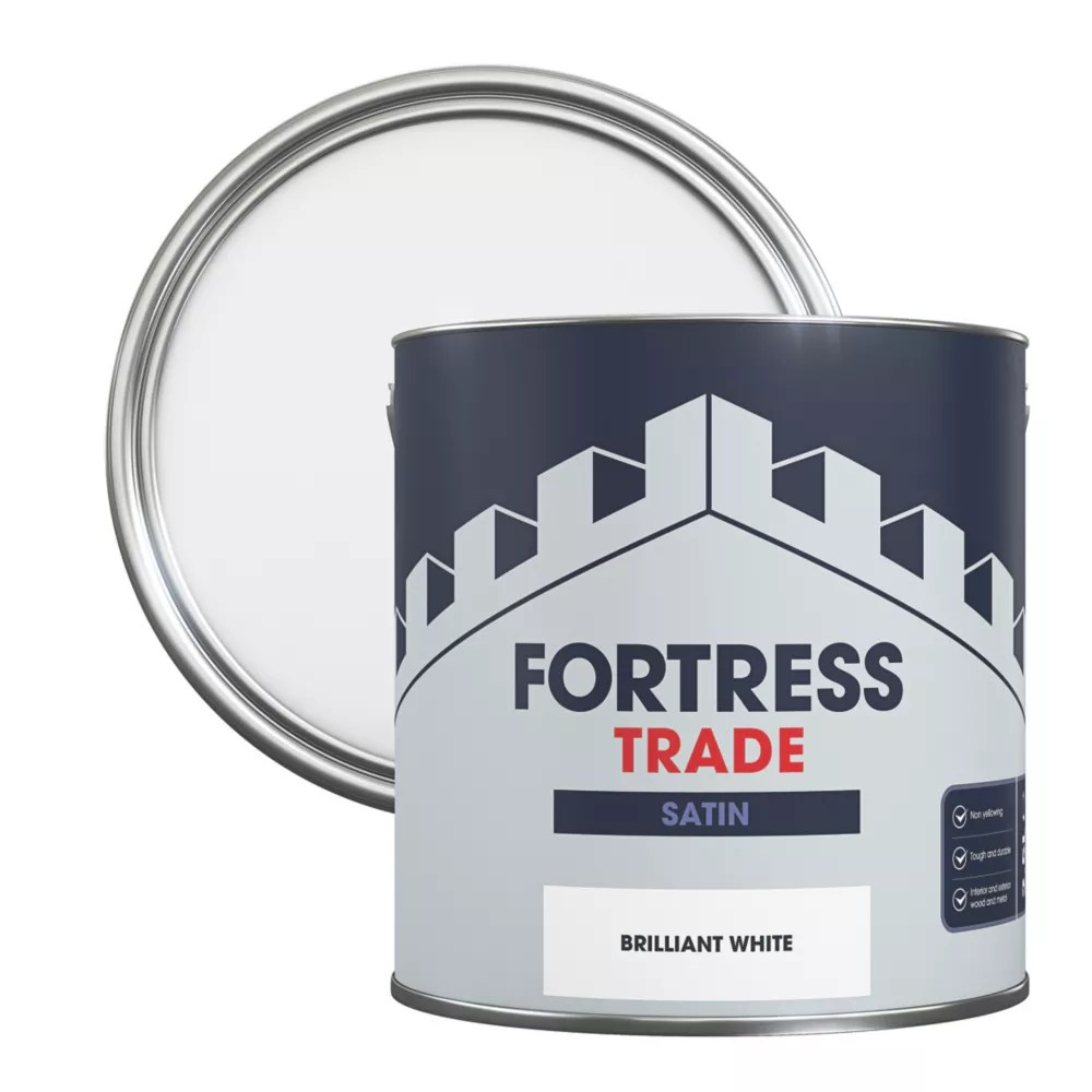 Fortress Trade 2.5Ltr Brilliant White Satin WaterBased Trim Paint