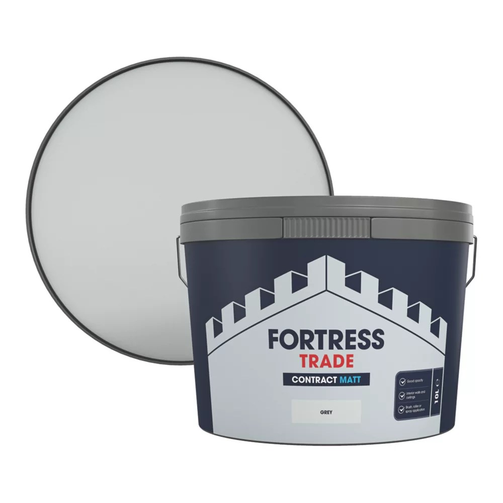 Fortress Trade Contract 10Ltr Grey Matt Emulsion Paint Screwfix