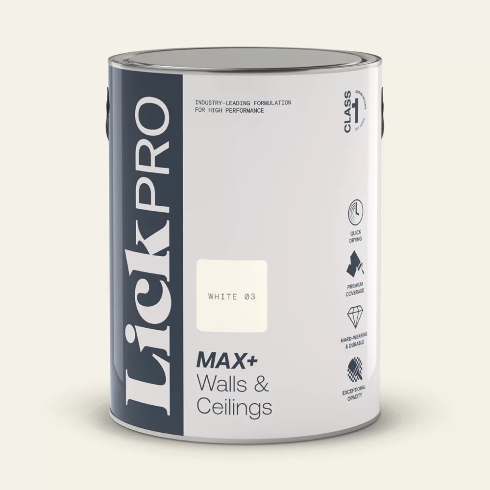 LickPro Max+ 5Ltr White 03 Eggshell Emulsion Paint Screwfix