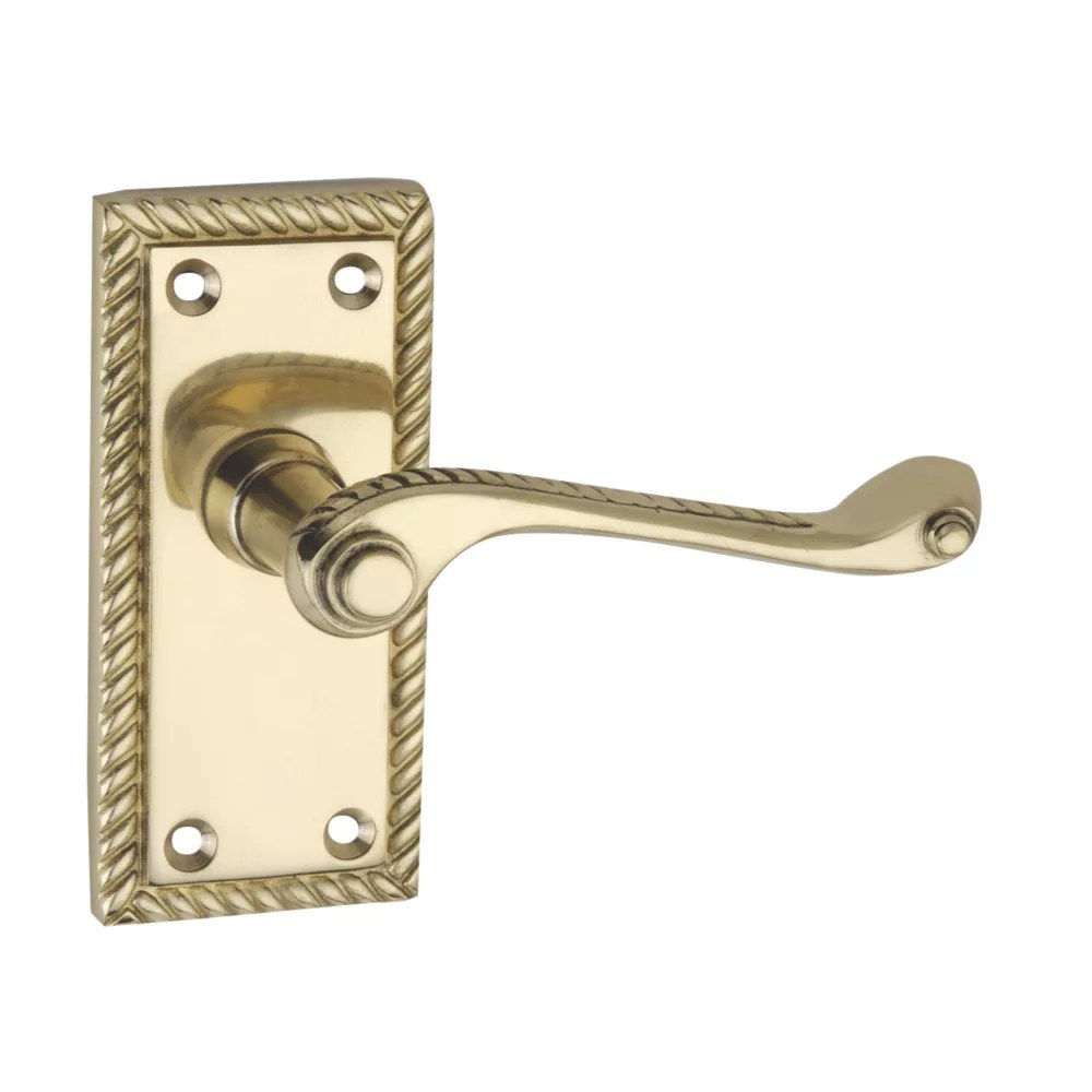 Smith & Locke Fire Rated Latch Door Handles Pair Polished Brass Screwfix