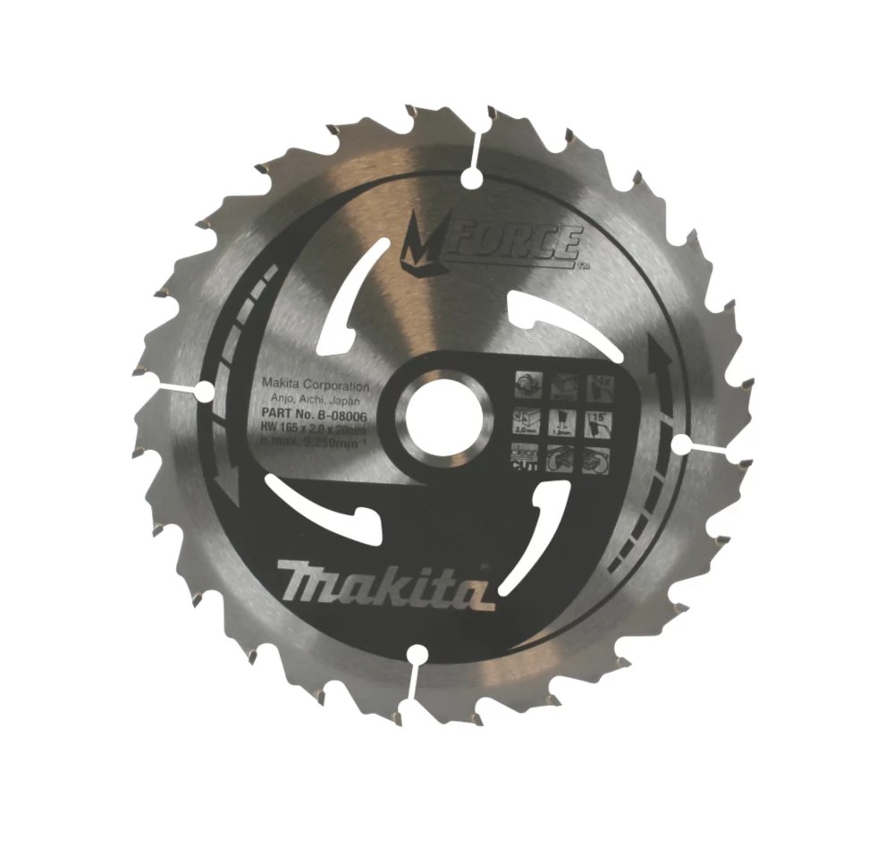Makita Wood TCT Mitre Saw Blade 165 x 20mm 24T Screwfix