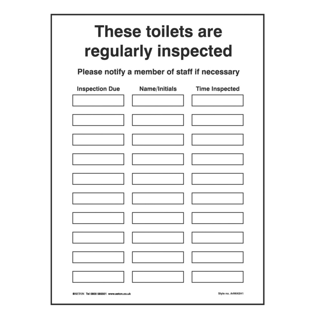 "These Toilets are Regularly Inspected" Sign 297mm x 210mm Screwfix