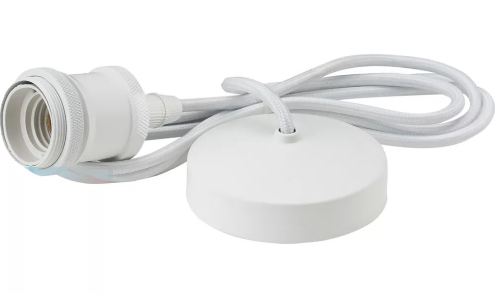 Knightsbridge Vintage 1.8m Pendant Set Light Fitting E27 Matt White 3 1