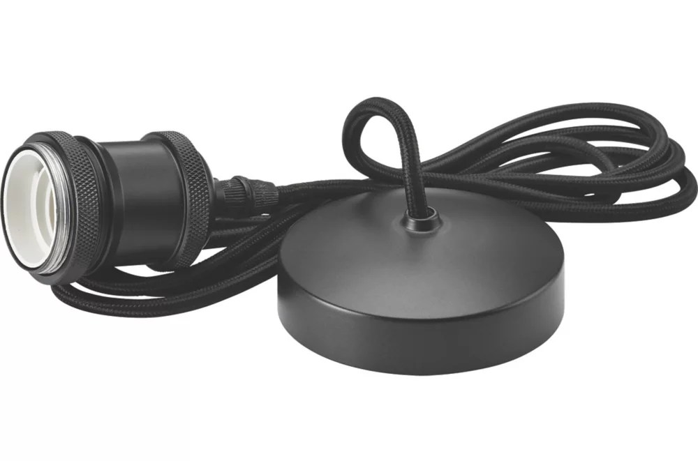 Knightsbridge Vintage 1.8m Pendant Set Light Fitting E27 Smoked Bronze