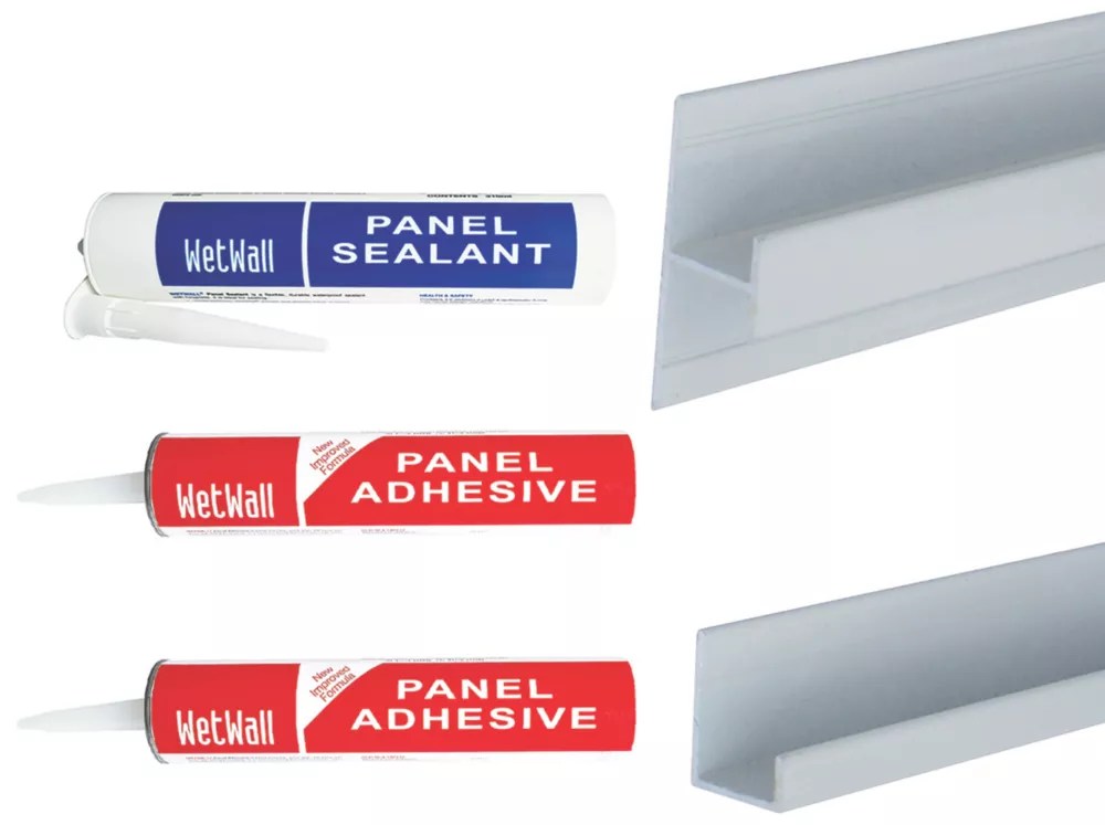 Splashwall Panel Installation Kit White 5 Piece Set Screwfix