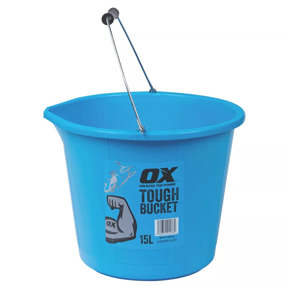 OX Plastic Builders Bucket Blue 15Ltr Screwfix