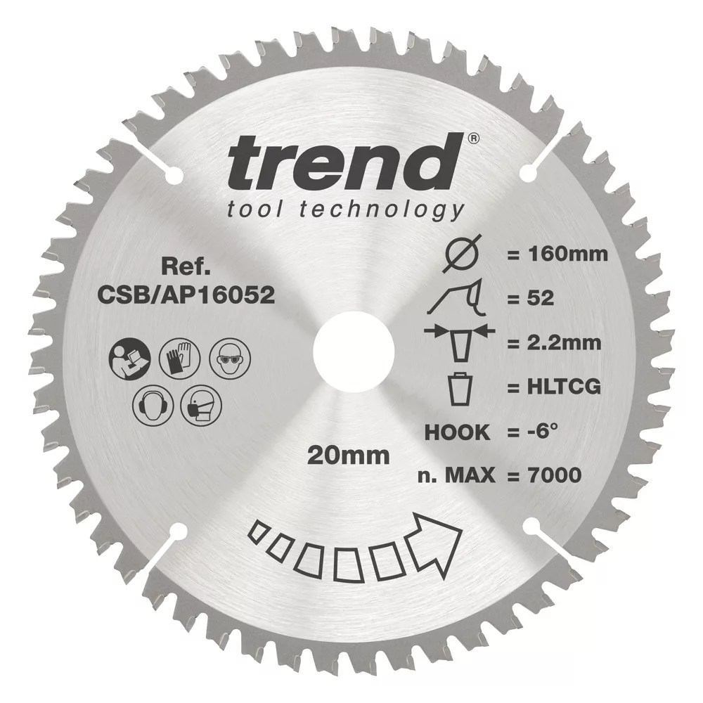 Trend CraftPro CSB/AP16052 Aluminium Plunge Saw Blade 160mm x 20mm 52T