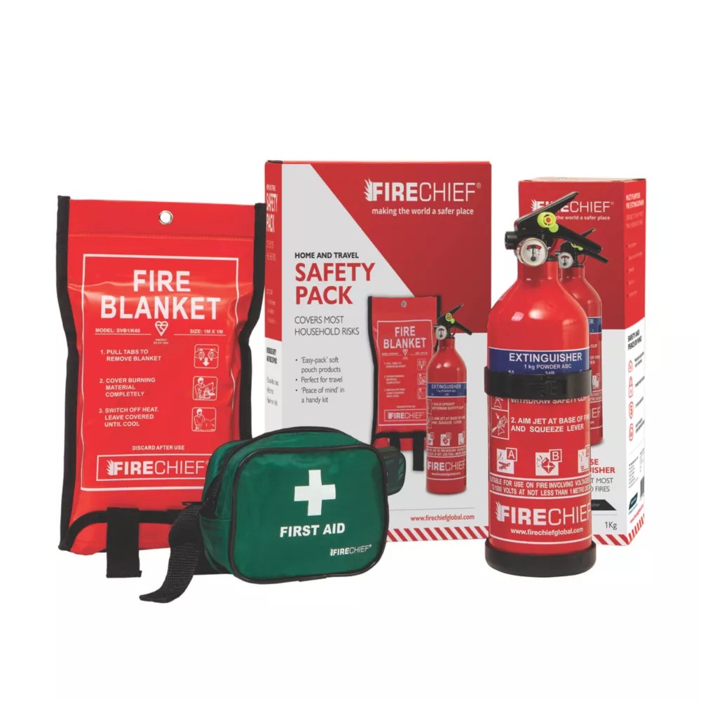 Firechief FHSP1 Home & Travel Safety Kit 3 Piece Set Screwfix