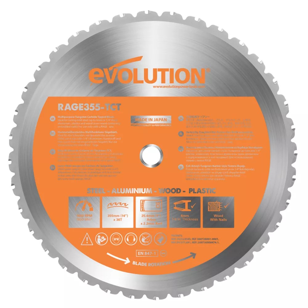 Evolution MultiMaterial Saw Blade 355mm x 25.4mm 36T Screwfix