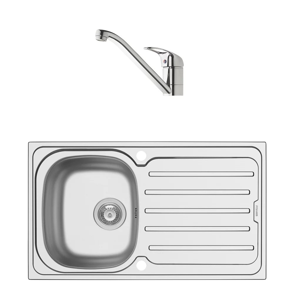 Swirl 1 Bowl Brass Kitchen Sink & Tap Pack 860mm x 500mm Screwfix