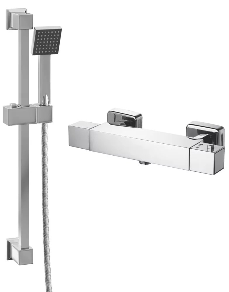 ETAL Ventura RearFed Exposed Polished Chrome Thermostatic Bar Mixer Shower Screwfix