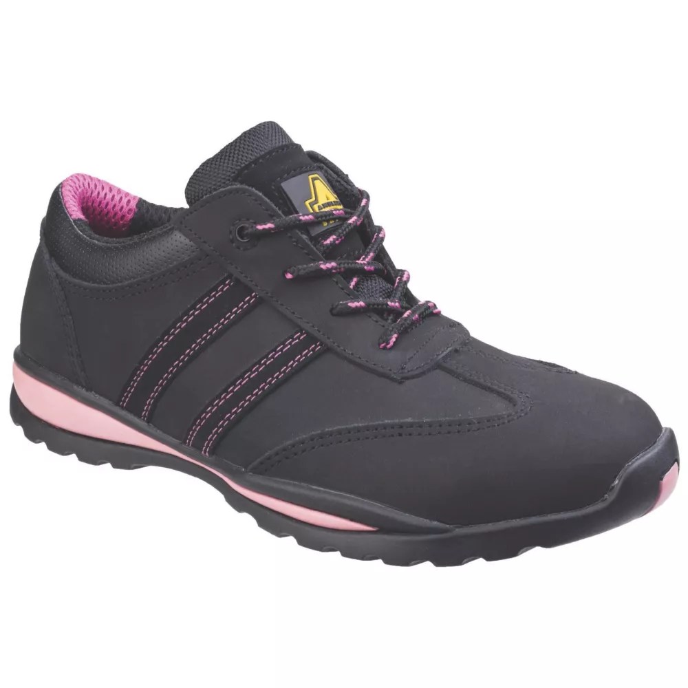 Amblers FS47 Size 5 Womens Black/Pink Steel Toe Cap Safety Trainers