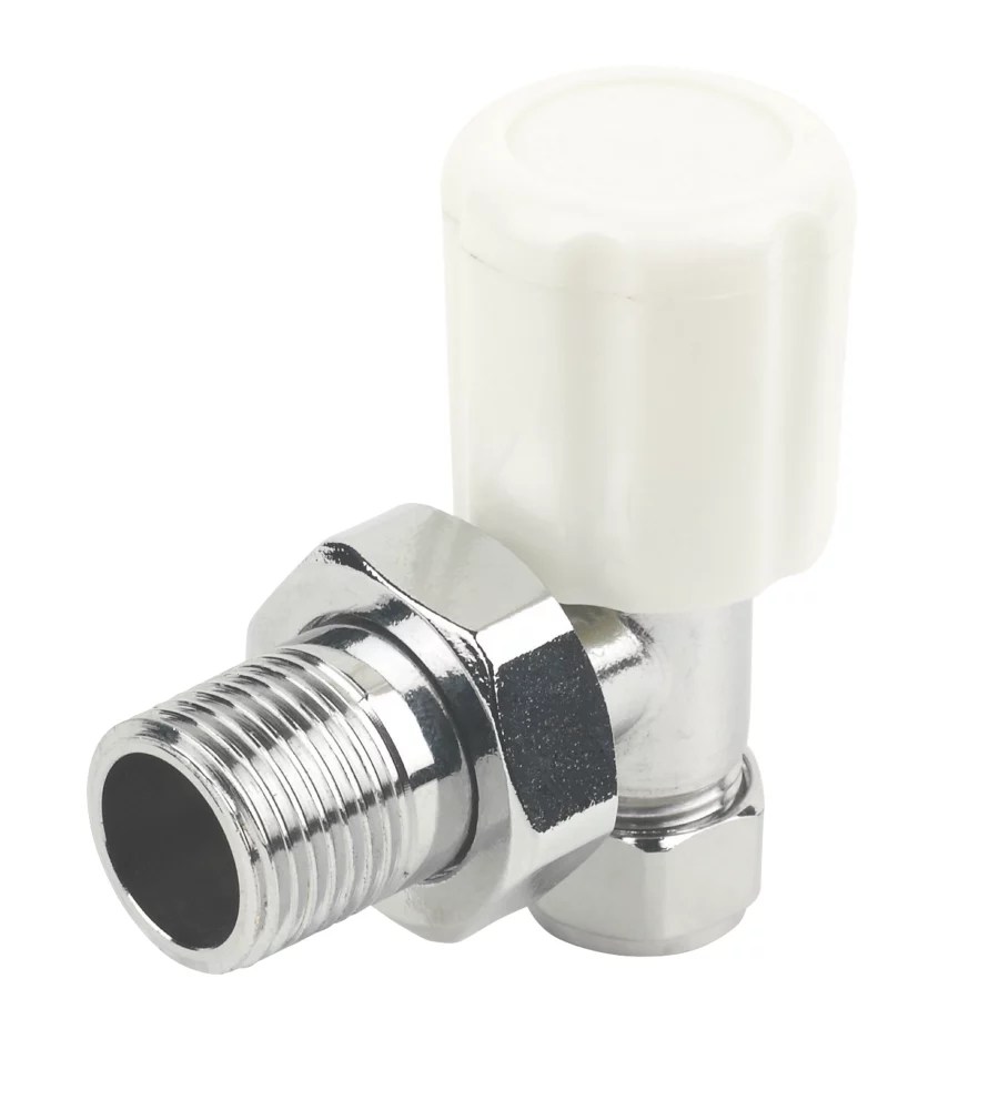 White Angled Manual Radiator Valve 10mm x 1/2" Screwfix