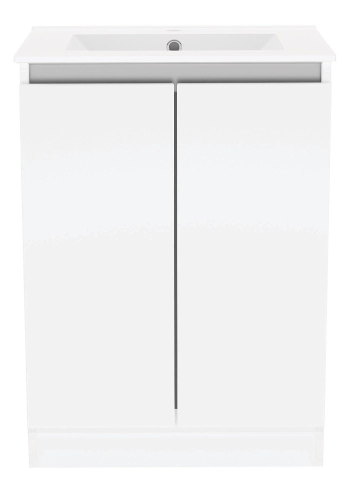 Newland Double Door Floor Standing Vanity Unit with Basin Gloss White