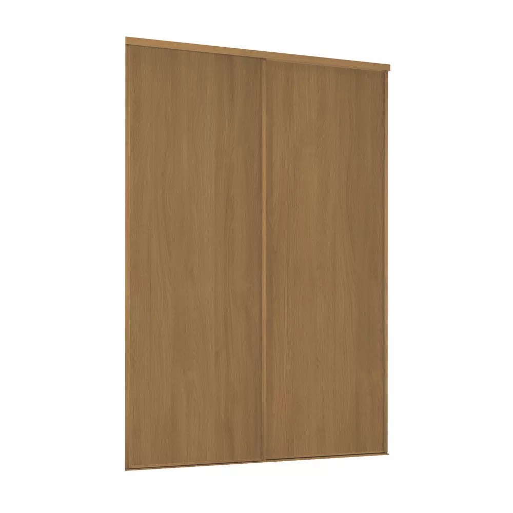 Spacepro Classic 2Door Sliding Wardrobe Door Kit Oak Frame Oak Panel 1489mm x 2260mm Screwfix