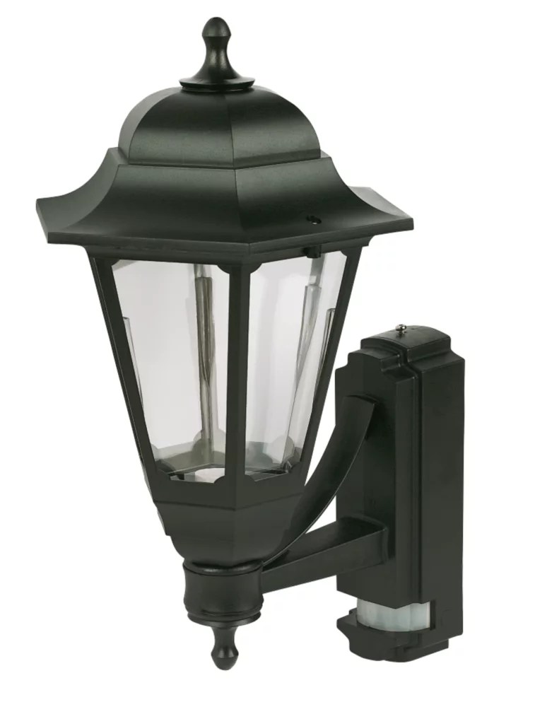 ASD Coach Lantern Outdoor Wall Light With PIR Sensor Black Screwfix