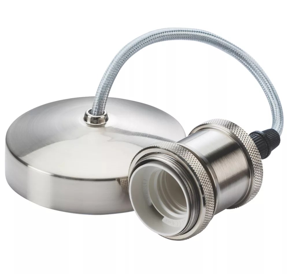 Knightsbridge Vintage 6" Pendant Set Light Fitting E27 Brushed Chrome 3