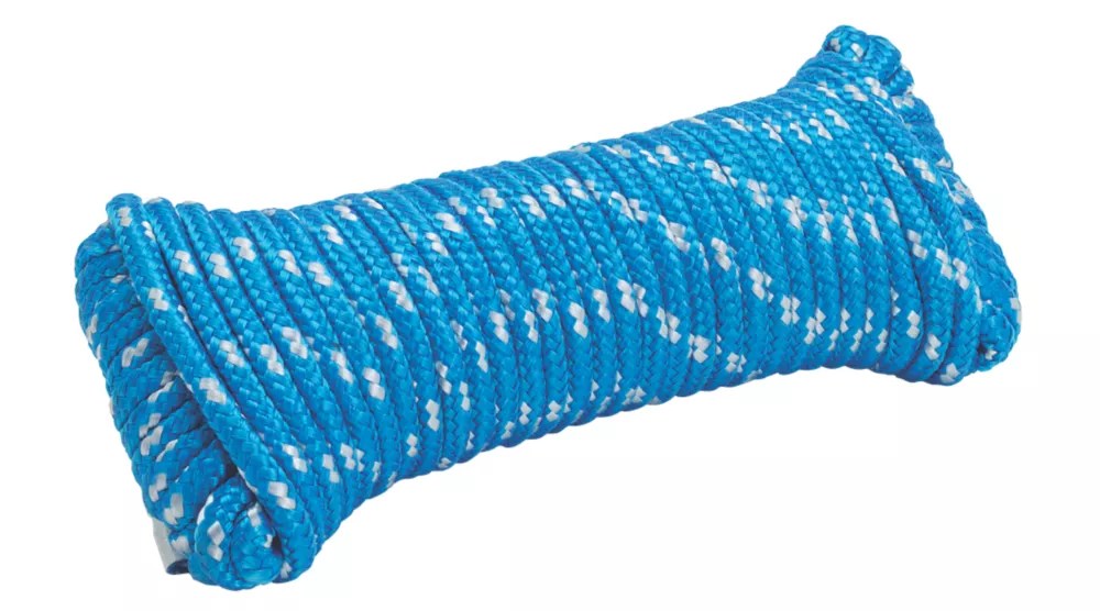 Essentials Braided Rope Blue / White 6mm x 20m Screwfix