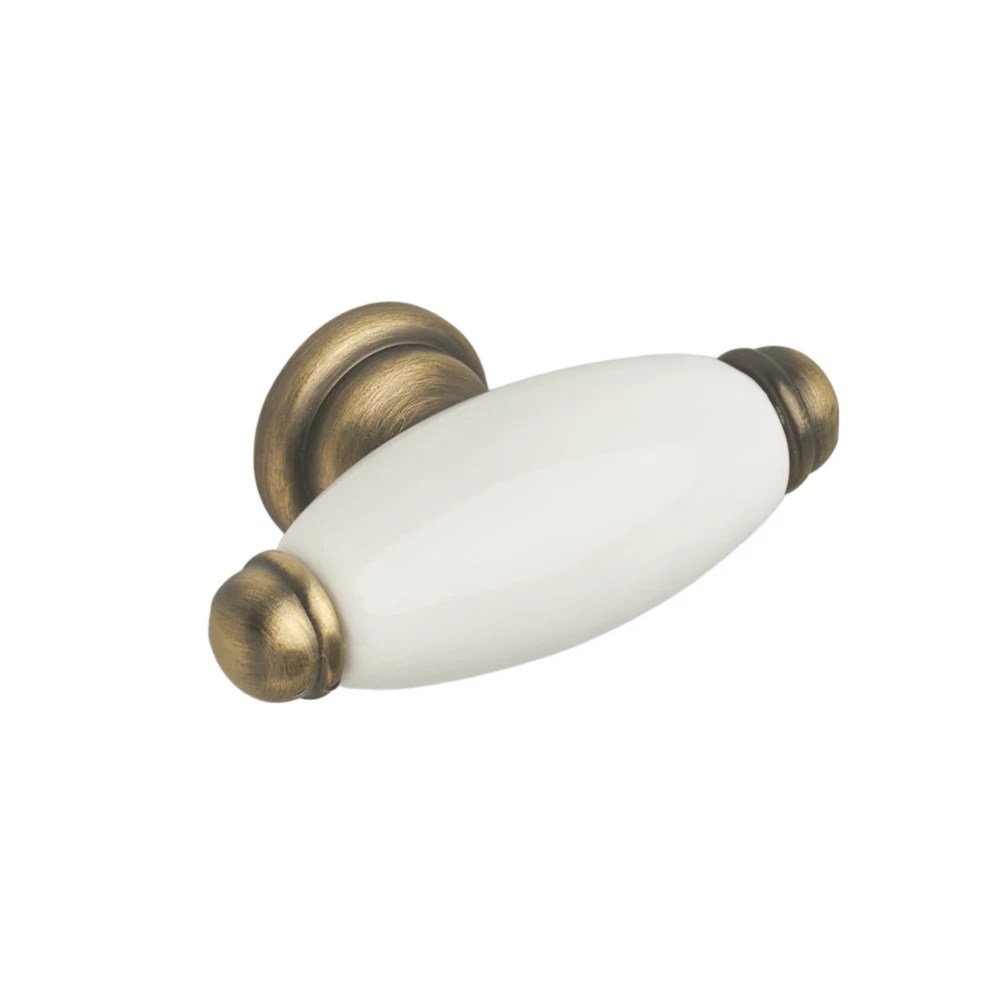 Elite Knobs & Handles Hampstead Porcelain Knob Antique Brass