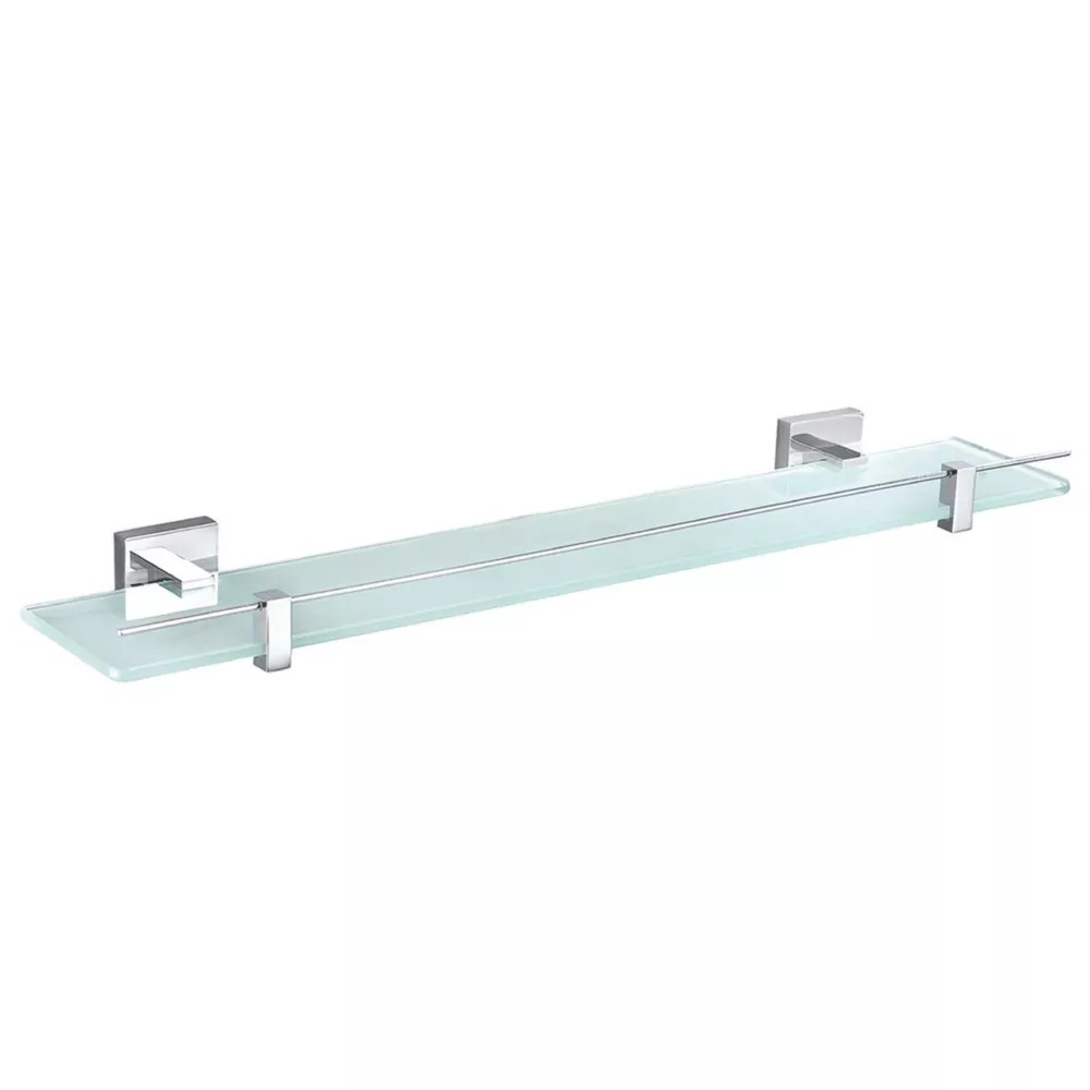 Aqualux Epsom Chrome Brass Glass Shelf 635mm x 70mm x 145mm Screwfix