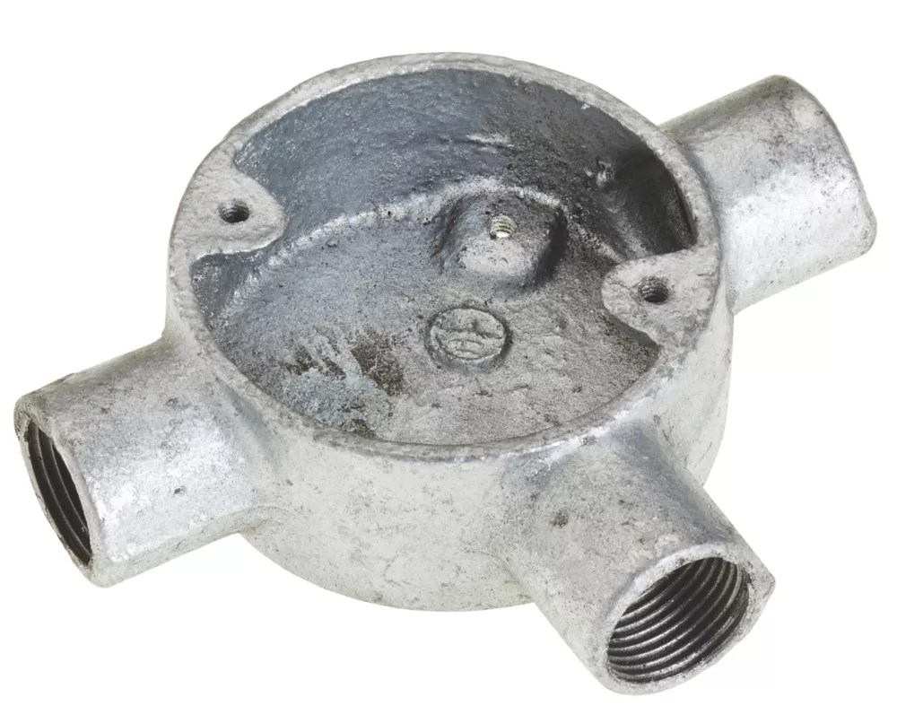 Deta 3 Way 20mm Tee Conduit Box Galvanised Screwfix