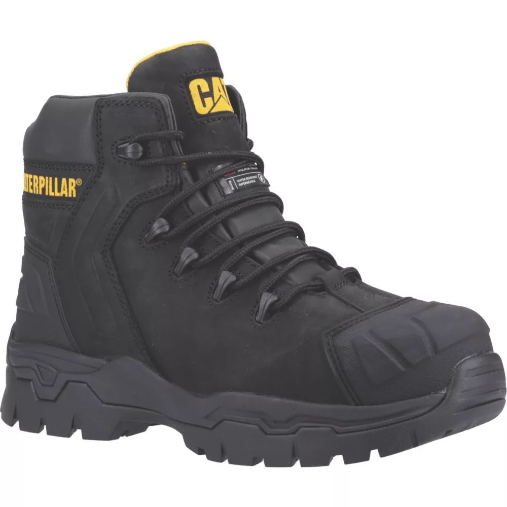 CAT Everett S3 WP Size 8 Black Waterproof Safety Boots Screwfix