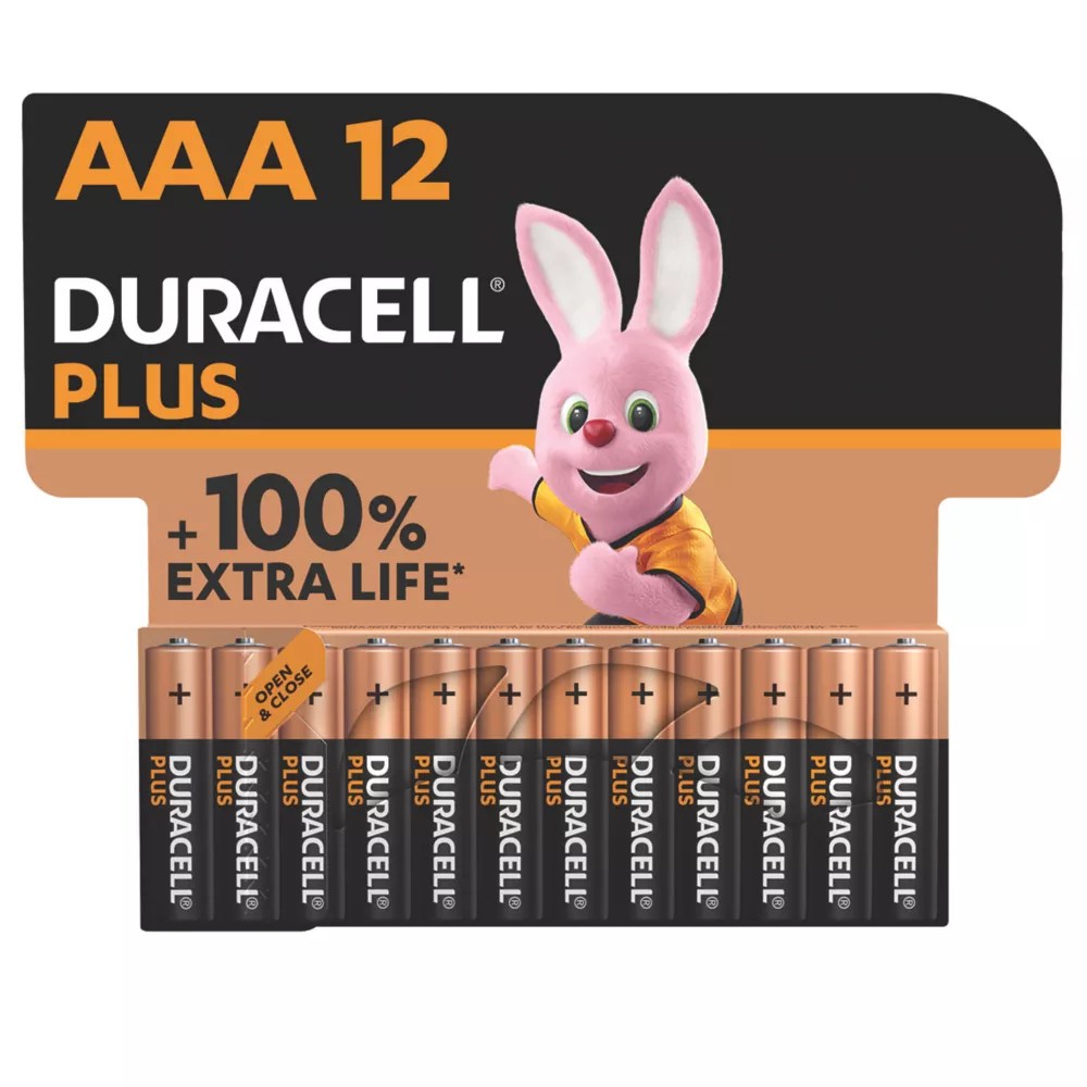 Duracell Plus AAA Alkaline Batteries 12 Pack Screwfix