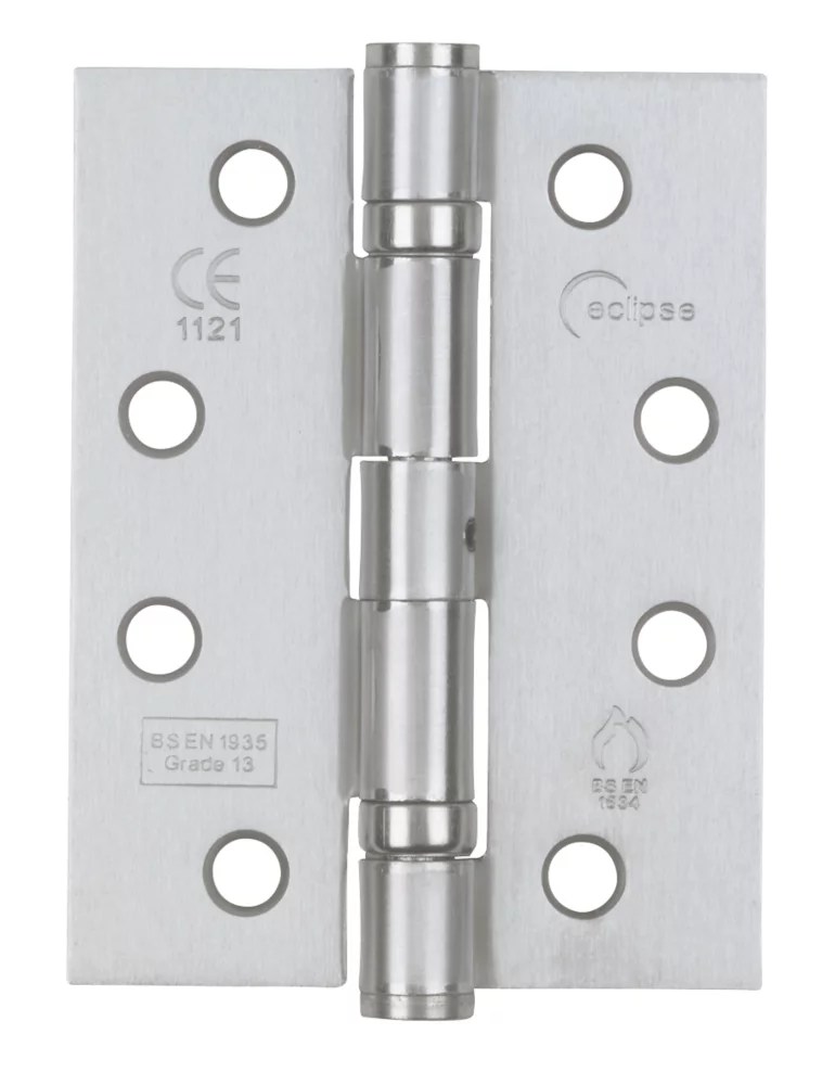 Eclipse Satin Chrome Grade 13 Fire Rated Ball Bearing Hinges 102mm x
