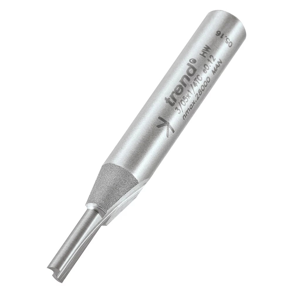 Trend 3/05X1/4TC 1/4" Shank DoubleFlute Straight Router Cutter 3mm x 11mm Screwfix