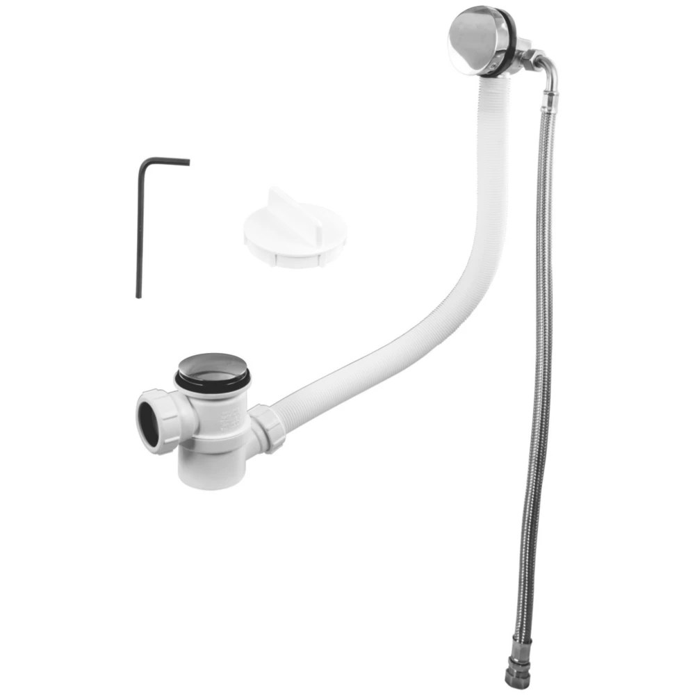 McAlpine Bath Filler and Overflow White/Chrome 70mm Screwfix