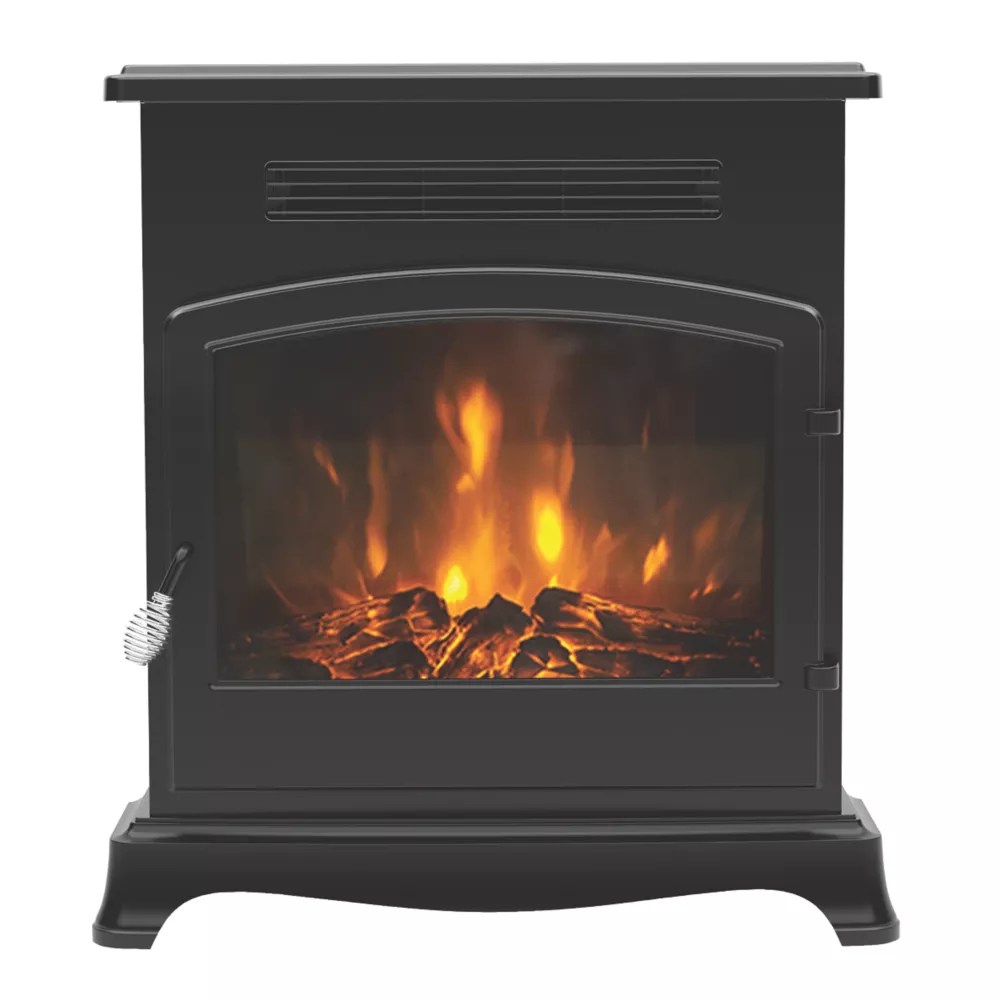 Be Modern Elstow Matt Black Electric Stove 570mm x 618mm Screwfix