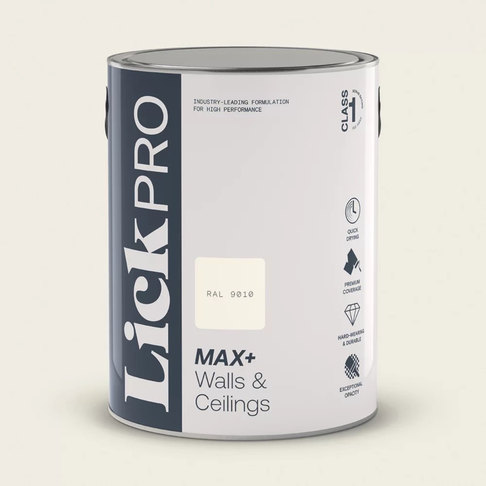 LickPro Matt White RAL 9010 Emulsion Paint 5Ltr Screwfix
