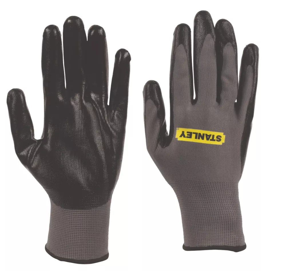 Stanley Nitrile Gripper Gloves Grey Large Screwfix